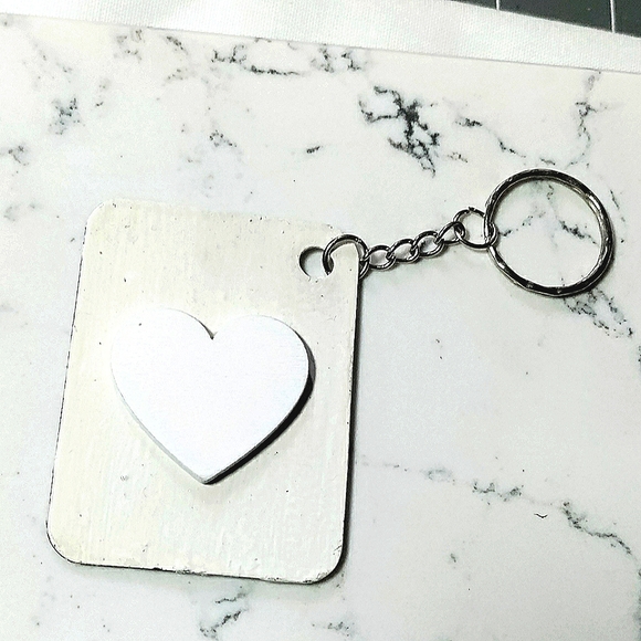 NEW Handmade Keychain Bag Tag! Italian Wood ArtDeco2. "I LOVE My Bag" Wood Heart - Picture 3 of 6